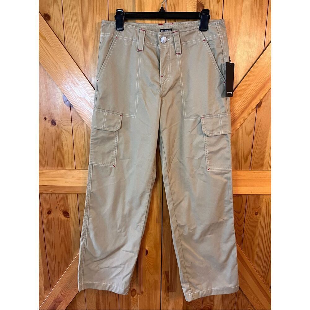 True Religion Women's Military Cargo Pants Beige Travertine SZ 27 NWT $139 (3624
